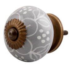Dark Grey Floral Ceramic Cabinet Knob Online